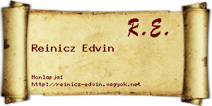Reinicz Edvin névjegykártya